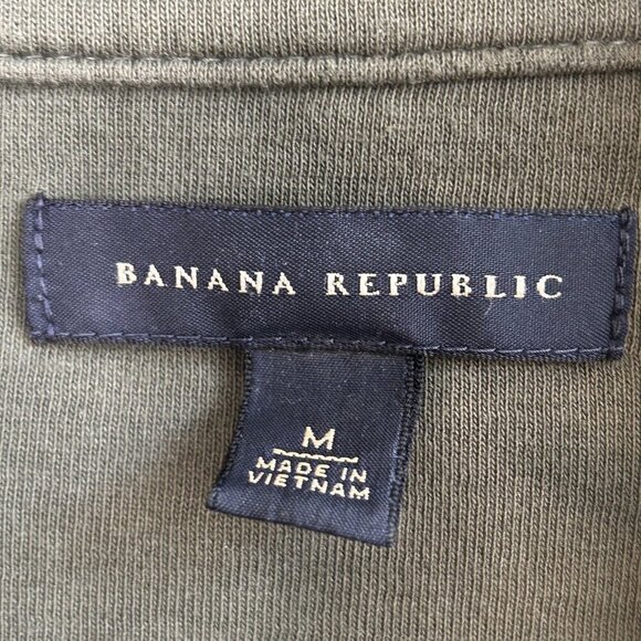 Banana Republic Green Button 1/4 Zip Henley Polo Sweater Size Medium - Picture 4 of 9